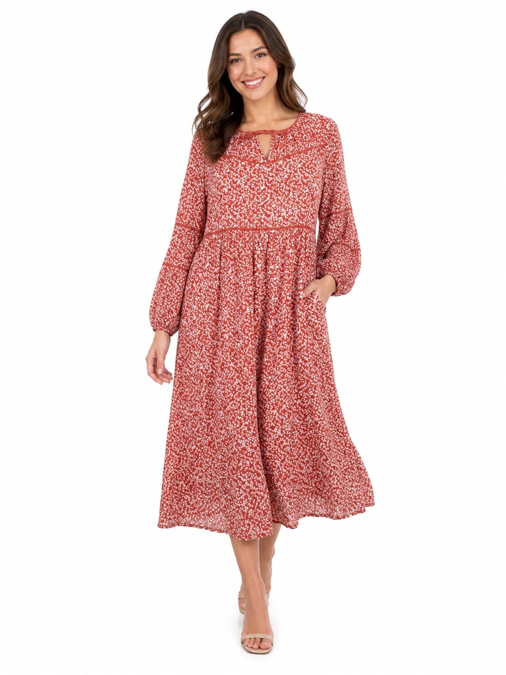 Puff-Sleeved Floral-Print Midi Poet Swing
Dress | Old Navy